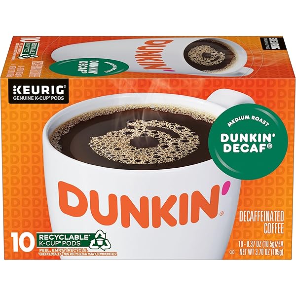 DUNKIN’ DECAF MEDIUM ROAST COFFEE, 10 KEURIG K-CUP PODS