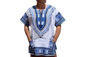 RaanPahMuang Brand Unisex Bright African White Dashiki Cotton Shirt
