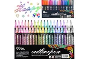 Dreamy Sparkle Dual-Line Contour Pen, Outline Pens Metallic, Dreamy Sparkle Dual Pen, Quick-Dry Ink for Drawing, Coloring & D