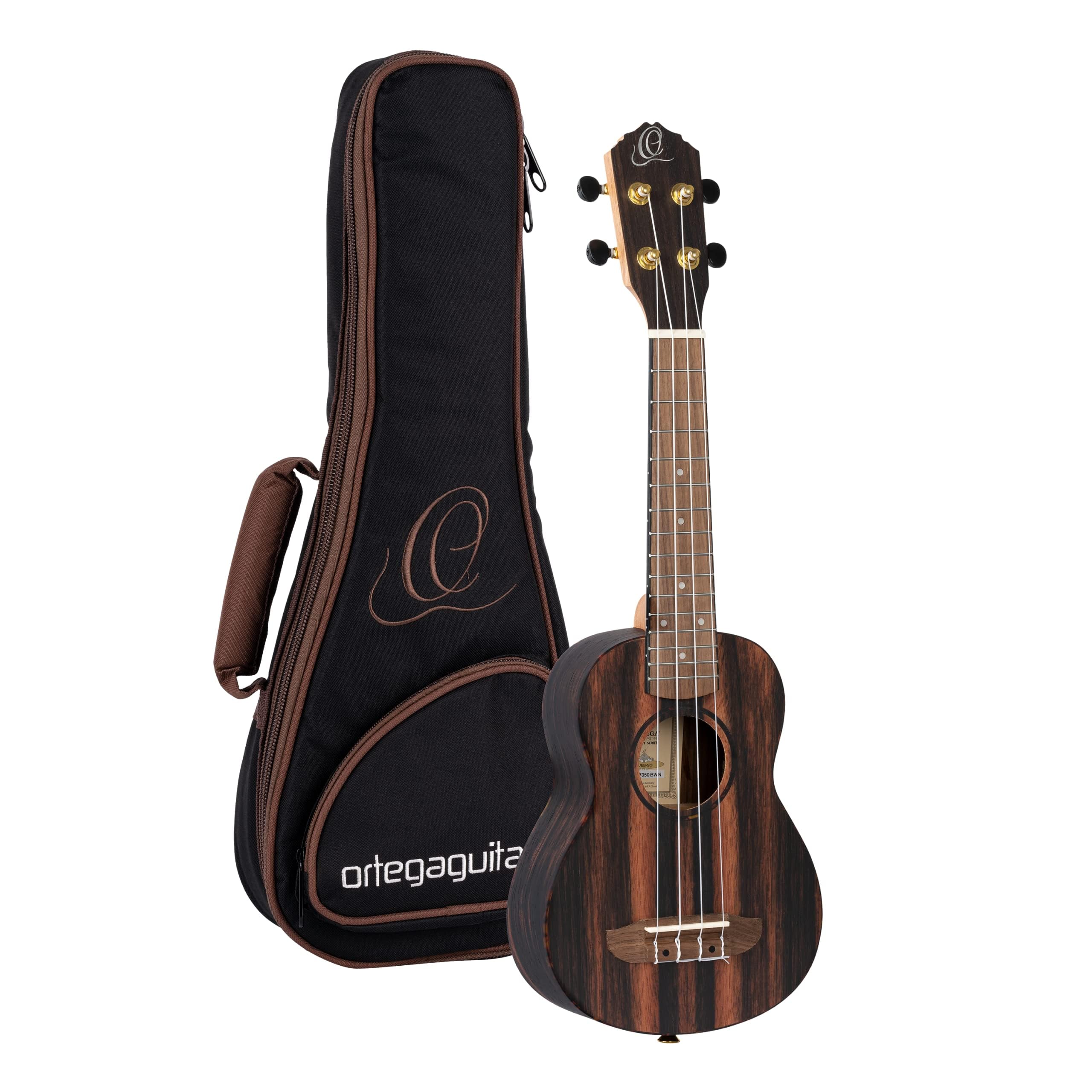 Ortega Guitars Soprano Ukulele Acoustic – Timber Series – Including Gigbag – Ebony, Natural (RUEB-SO)