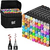 Alcohol Markers,80 Colors Dual Tip Art Marker,Drawing Sketching Coloring Artist Pens and Underlining,Art Markers for Adults Drawing Marker Coloring Painting Perfect with Broad and Fine Tips for Adult