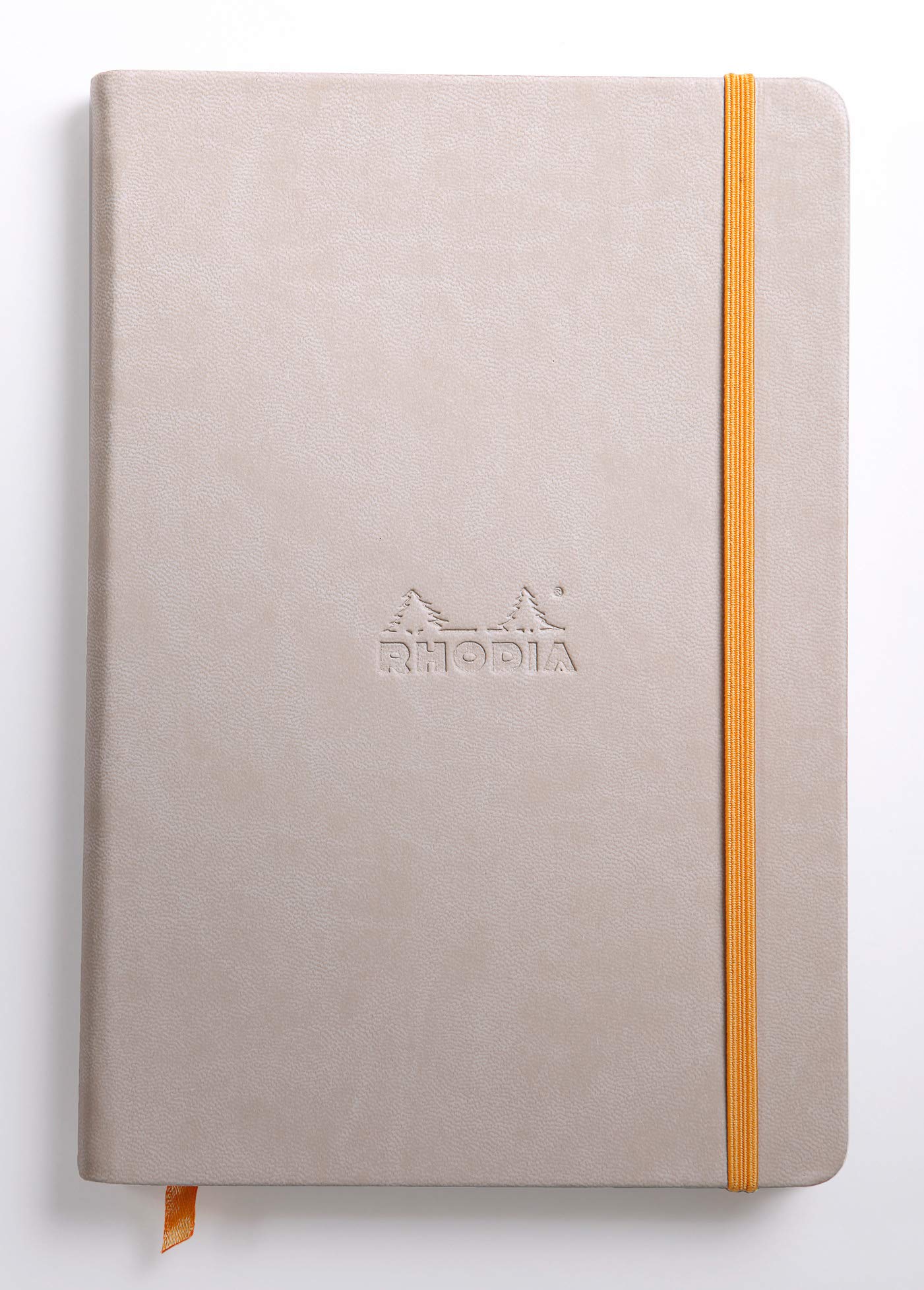 RHODIA 118745C - Beige Rigid Notebook - A5 - Lined - 192 pages - Ivory Clairefontaine Paper 90 g/m - Bookmark, Elastic Closure - Faux Leather Cover - Rhodiarama Collection