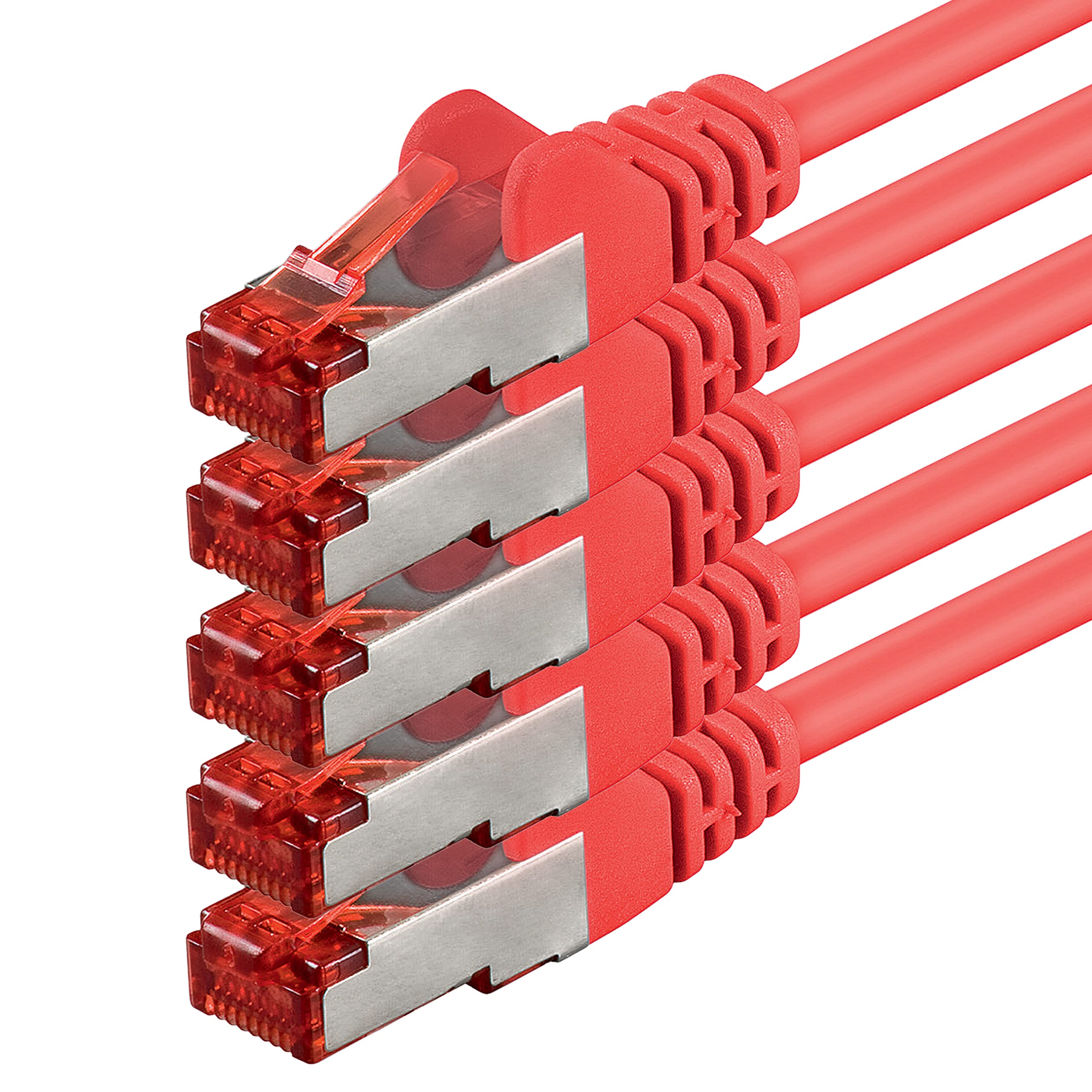1aTTack.de 5x 2m - Cat 6 network cable patch cable Cat6 RJ45 SFTP - red