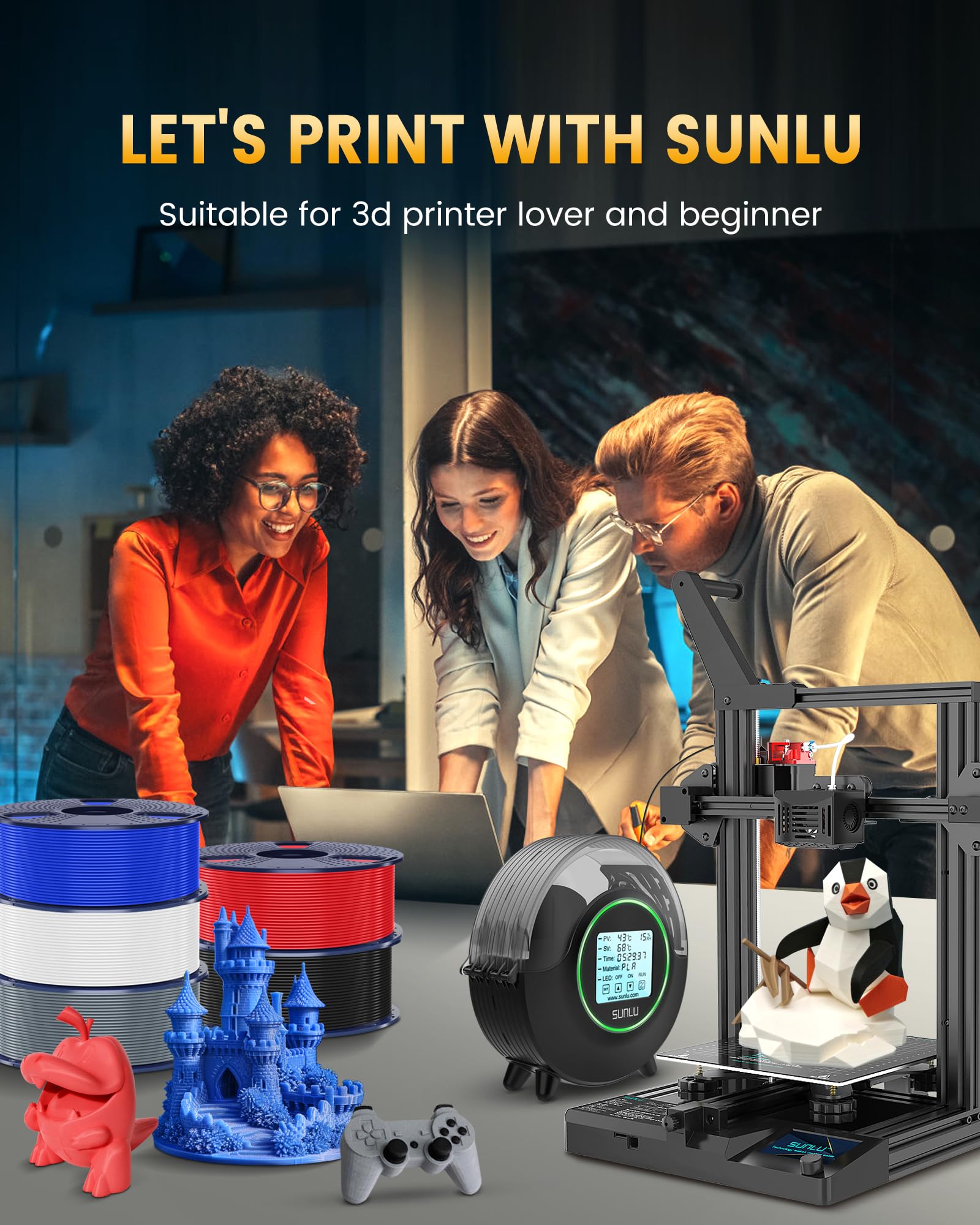 SUNLU PLA+2.0 3D Printer Filament, Upgrade
