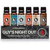Eternal Essence Oils Guy's Night Out Set of 6 Premium Fragrance Oils - Includes Including Happy Men, Blue Sage, White Sand, Warm Rustic Woods, Musk, and White Musk Scented Oils - 10ML