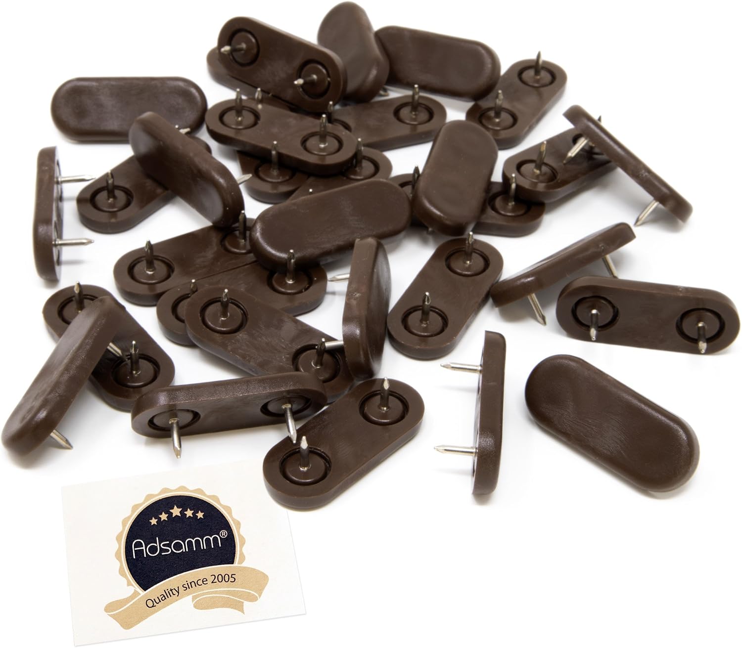 Adsamm® / 24 X Deslizantes De Fieltro Autoadhesivos/Marrón/ø 28 Mm/Redondo/ Deslizantes De Fieltro Para Muebles De 3,5 Mm De Grosor/Deslizantes Para Muebles Y Suelos