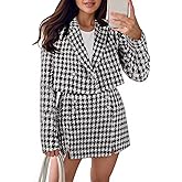 Cicy Bell Womens Cropped Tweed Blazer Sets 2 Piece Outfits and Mini Skirt Sets Business Casual Suits