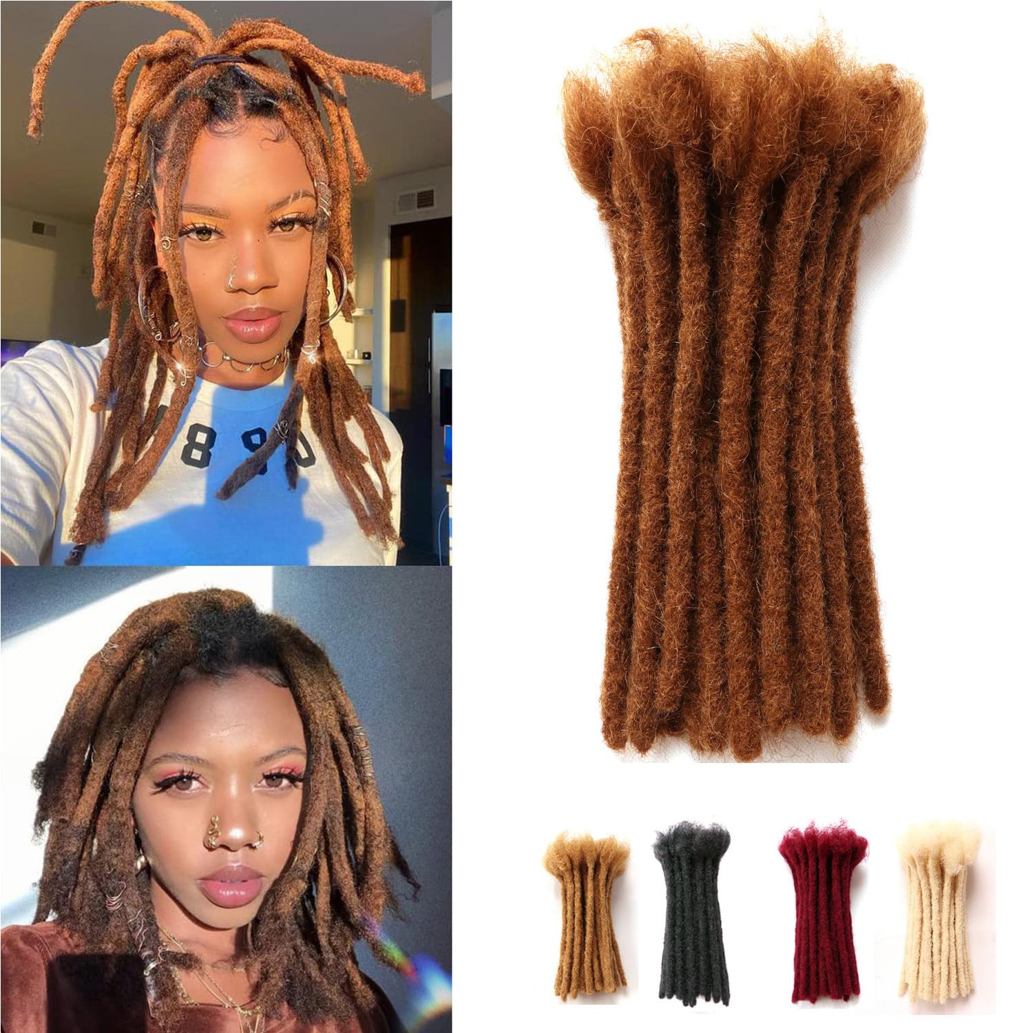 Dreadlock Extensions Human Hair Extensions for Braiding 0.8cm Afro Kinkyhair for Braiding Black Hair Extensions Dreadlocks Extensions (#30-0.8cm, 8Inch （Pack of 30 ）)