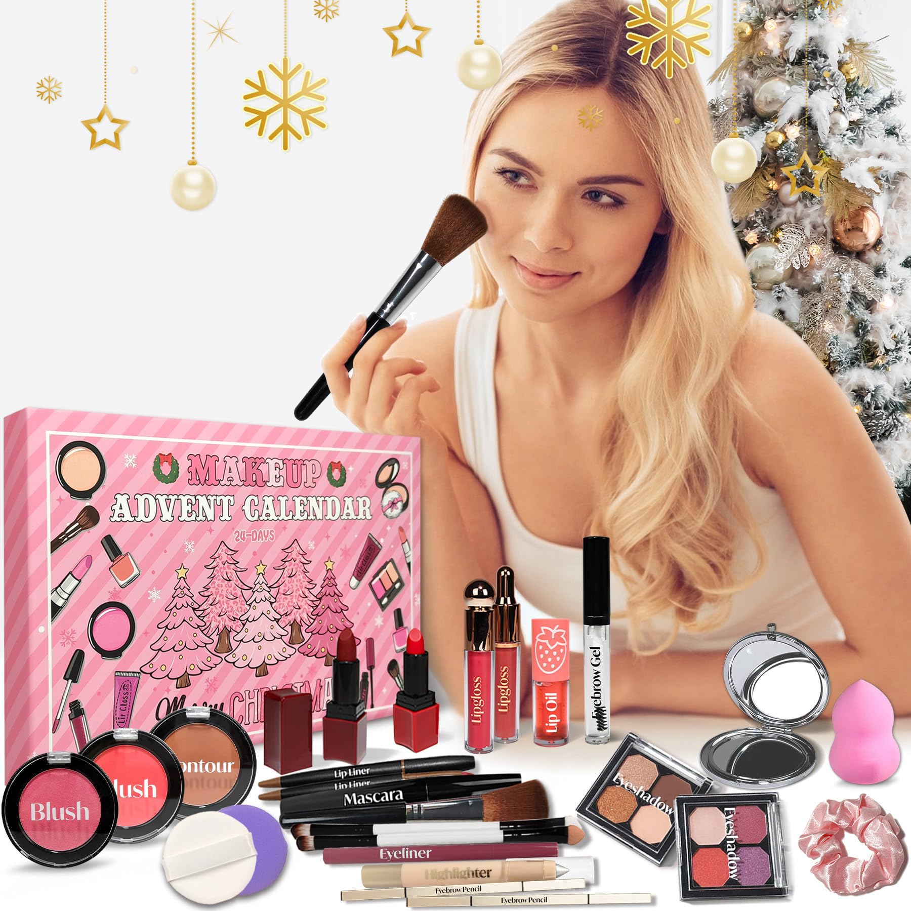 Makeup Advent Calendar 2025 Teen Girls Women Beauty Make Up Advent Calendar 24 Days Christmas Countdown Makeup Gift Set for Women Teen Girls