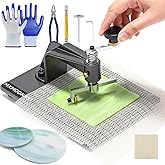 Mxmoonant Glass Circle Cutter, w/Non-Slip Rubber Pad &amp; Glass Plier &amp; Cutter | For DIY Stained Glass Projects, Manual Palm-Press Operation, Built-in Triple Blades, 0.39-3.93'' Lens Circle Cutting