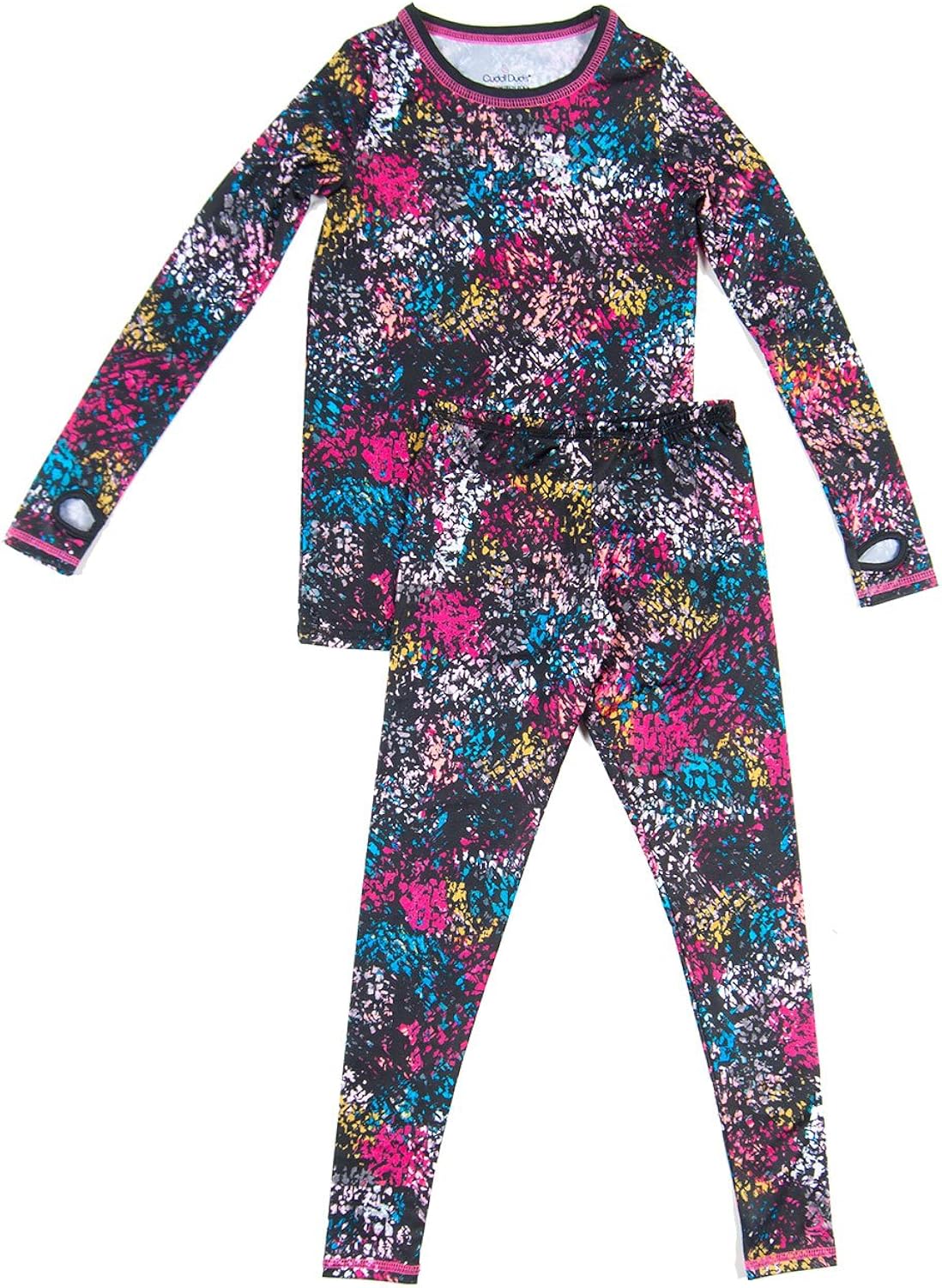 Cuddl Duds Girls Long Sleeve Crew Neck and Pant Thermal SetMulticolor, XL (1416