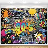 80s Theme Party Decorations Backdrop 10x8ft Back to The 80's Banner Retro Hip Hop Rock Disco Graffiti Birthday Photography Background Photo Booth Props Wall Decor Tapestry