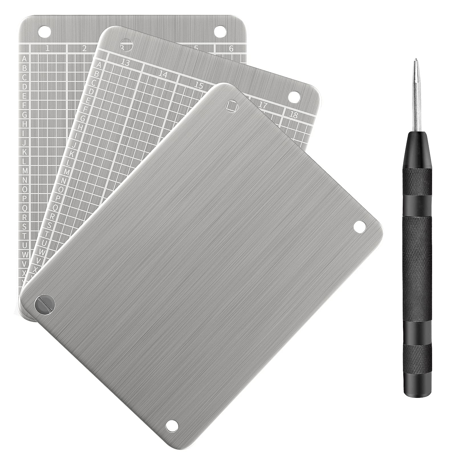 通用 Steel Wallet Crypto, Bitcoin Seed Plates for Hardware Cold Wallet Backup, Crypto Seed Phrase Storage Compatible with All BIP39 Hardware (3 Plates)