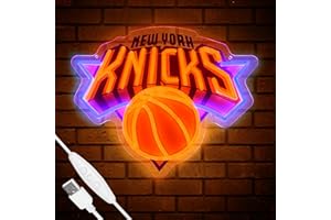 YUNYEENEEN Basketball Team Neon Sign, Sport Light Up Dimmable New Yok Basketball Team Logo Hanging USB Powered Led Neon Sign for Wall Decor, Bedroom, Man Cave, Party, Birthday Christmas Gift for New Yok Fans