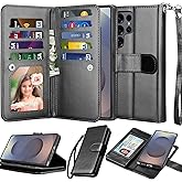 Njjex Galaxy S25 Ultra Case, for Samsung Galaxy S25 Ultra Wallet Case, [9 Card Slots] PU Leather ID Credit Card Holder Folio Flip [Detachable] Kickstand Magnetic Phone Cover & Lanyard [Black]
