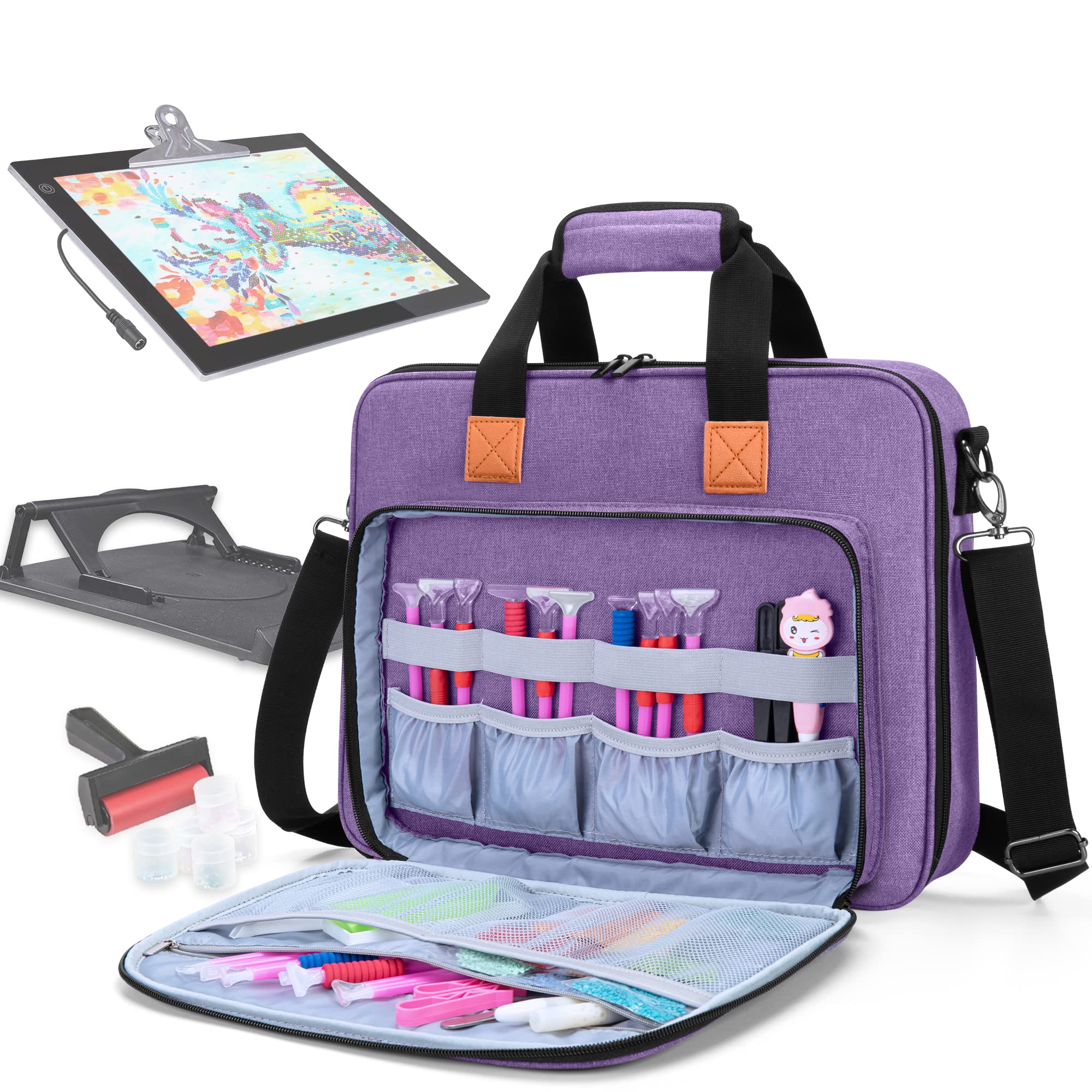 Luxja Carrying Bag for A4 Light Pad and Diamond Painting Tools, Protective Case for Diamond Painting Light Box and Accessories (Bag Only), Purple