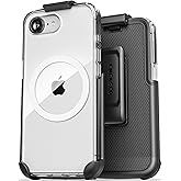 Encased Belt Clip Case for iPhone 16e with Phone Holster, (2025) Compatible with MagSafe (Crystal Clear)