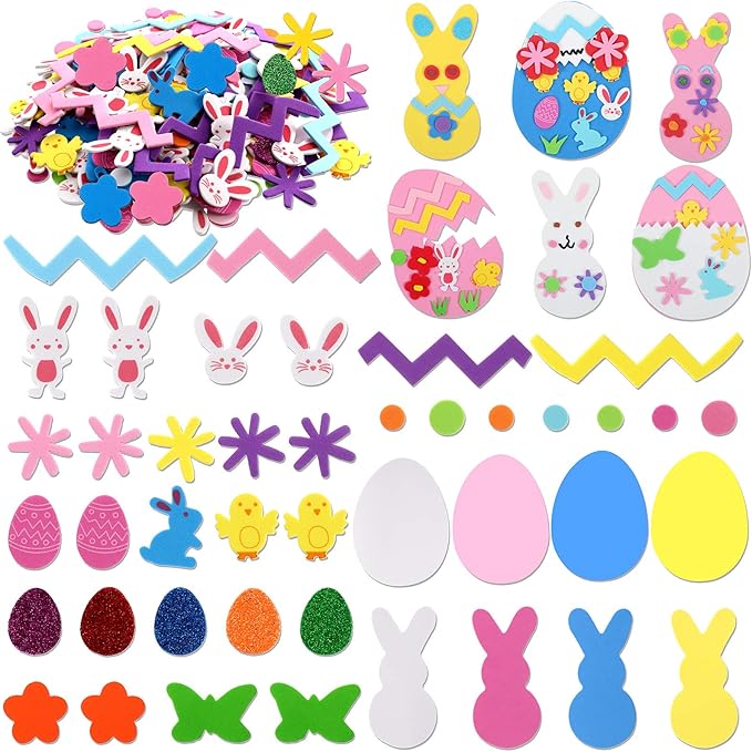 489 Pieces Easter Foam Craft Sticker Shapes SelfAdhesive Easter Egg