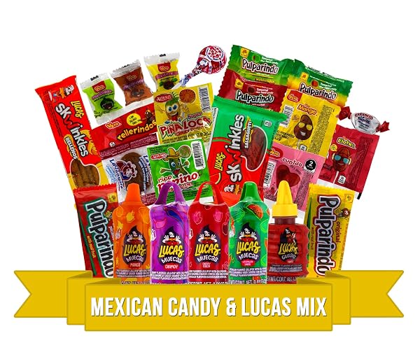 LUCAS & MEXICAN CANDY COMBO MIX (50 COUNT), VARIETY OF SOUR, SWEET, SPICY, INCLUDE LUCAS BABY POWDER, MUECAS, SKWINKLES, GUSANO, VERO, AND MORE MEXICAN CANDIES, AZTECA, DE LA ROSA BY LOOKON