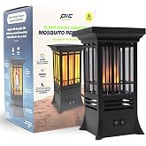 PIC Tabletop Solar Mosquito Repellent with Flame Effect, Essential Oil Formula, Auto-Activates at Dusk, 15-Foot Coverage, 18-Hour Refill Cartridge