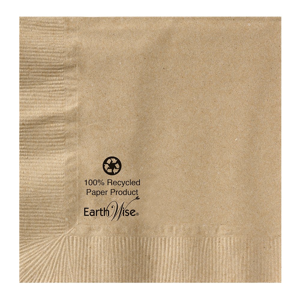 Hoffmaster180230 Earth Wise Kraft Beverage Napkin, 2 Ply, 1/4 Fold, 10" x 10" Natural (Packs of 3000)