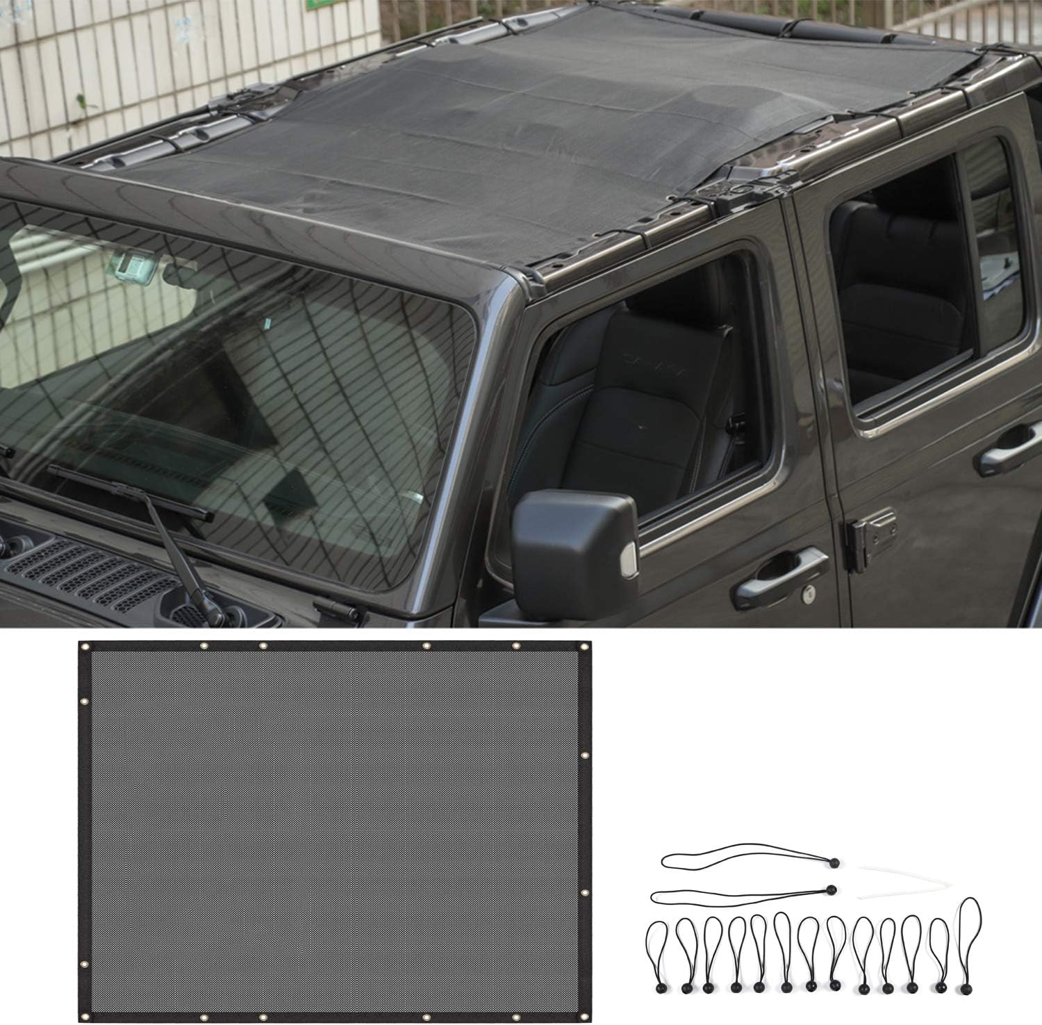 RTTCZ Sunshade Mesh Top Cover Roof UV Sun Protection for Jeep Wrangler