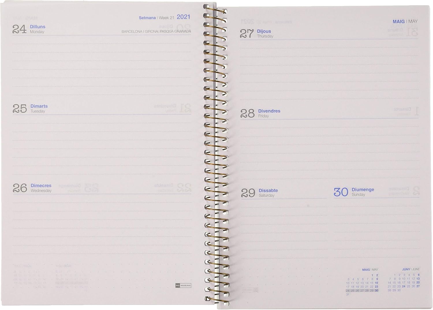 School Diary Polypropylene Translucent Plus Spiral 155 x 213 mm Week View 2020 to The Moon Miquelrius Blue Catalan - Image 4