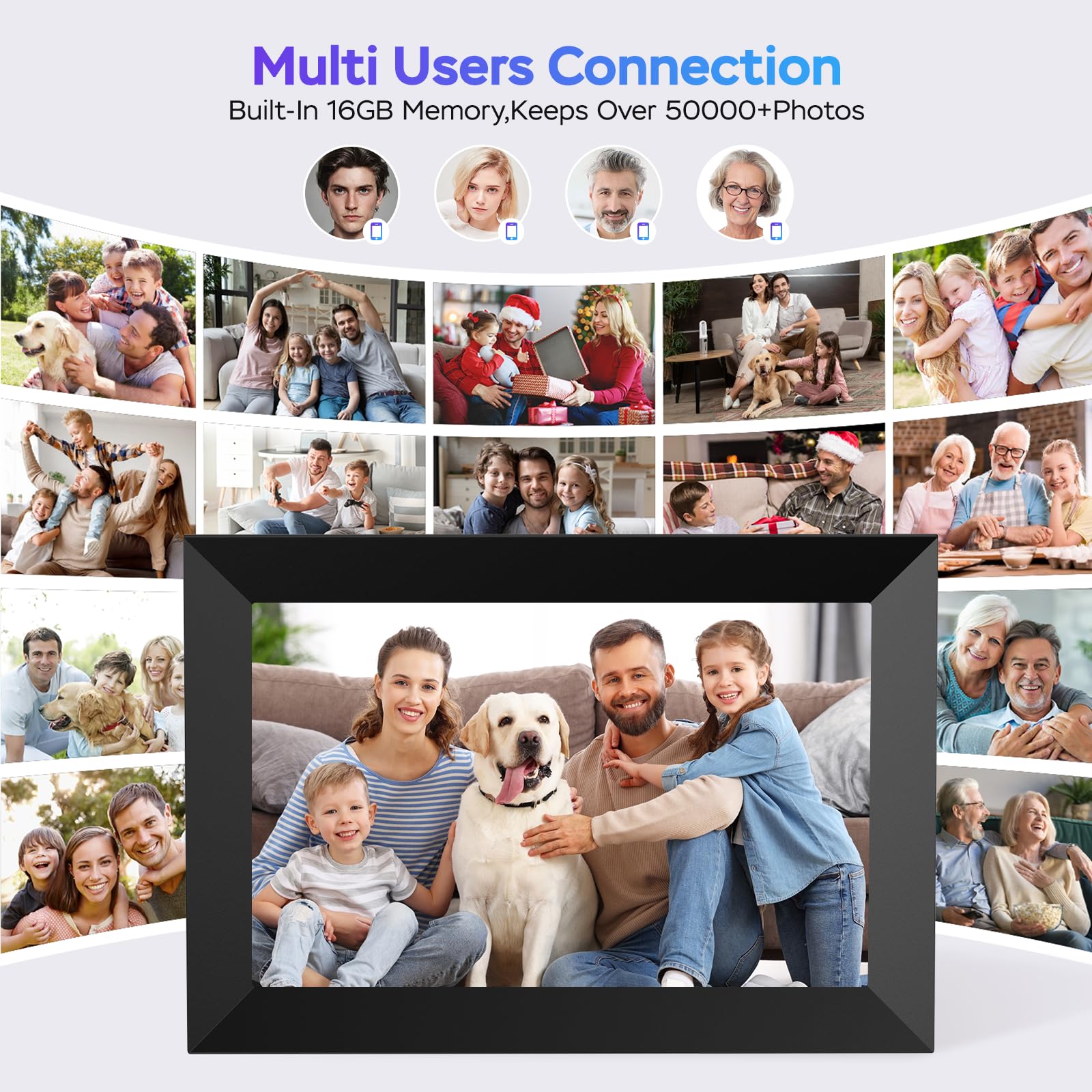 Uhale Digital Picture Frame WiFi 10.1 inch HD IPS Touch Screen Electronic Picture Frame Slideshow Smart Loop Digital Photo Frame with APP & SD Card Slot to Load Photos & Videos from Your Phone