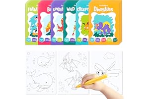 THE TWIDDLERS - 24 Pack 6 Themes Bulk Mini Coloring Books for Kids Ages 3+| Farm Animals Birds Sea Crawlies Dinosaur Coloring
