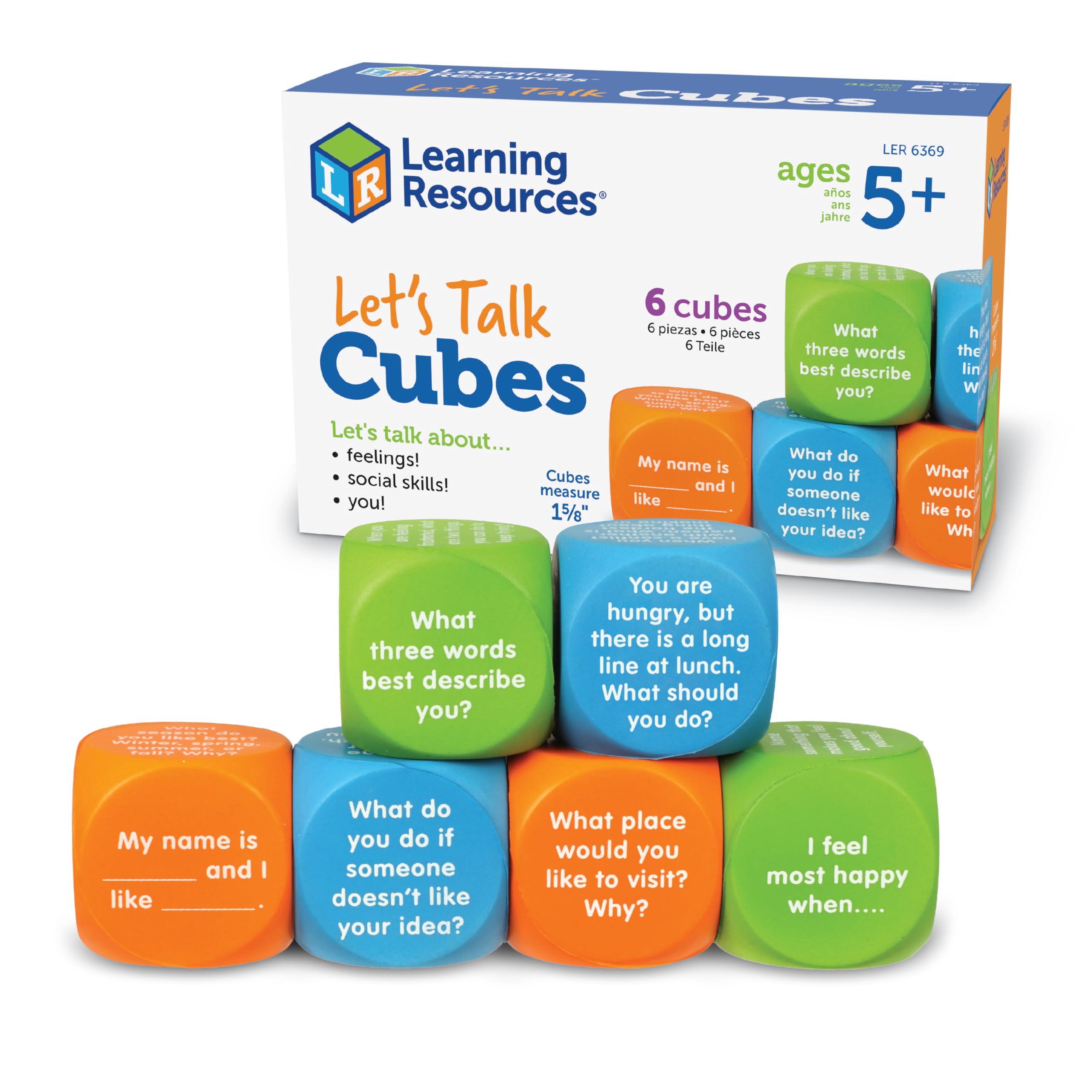 Learning Resources Let’s Talk Cubes, Ages 5+, Conversation and Communication Game, Social and Emotional Learning