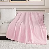 Juicy Couture Light Pink Solid Rabbit Mink Faux Fur Throw Blanket - 50"X70" - Plush Faux Fur Blanket for Sofa or Bed