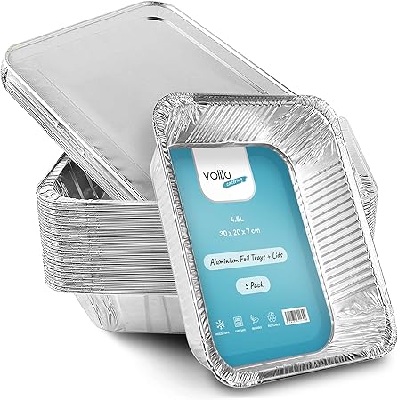 Wegwerp Folie Bakjes Aluminium Folie Grote Containers Voor Koken Bakken Invriezen En Bewaren Schalen Met Zilverkleurige Deksels Set Van 5 Schalen En 5 Deksels Amazon Nl