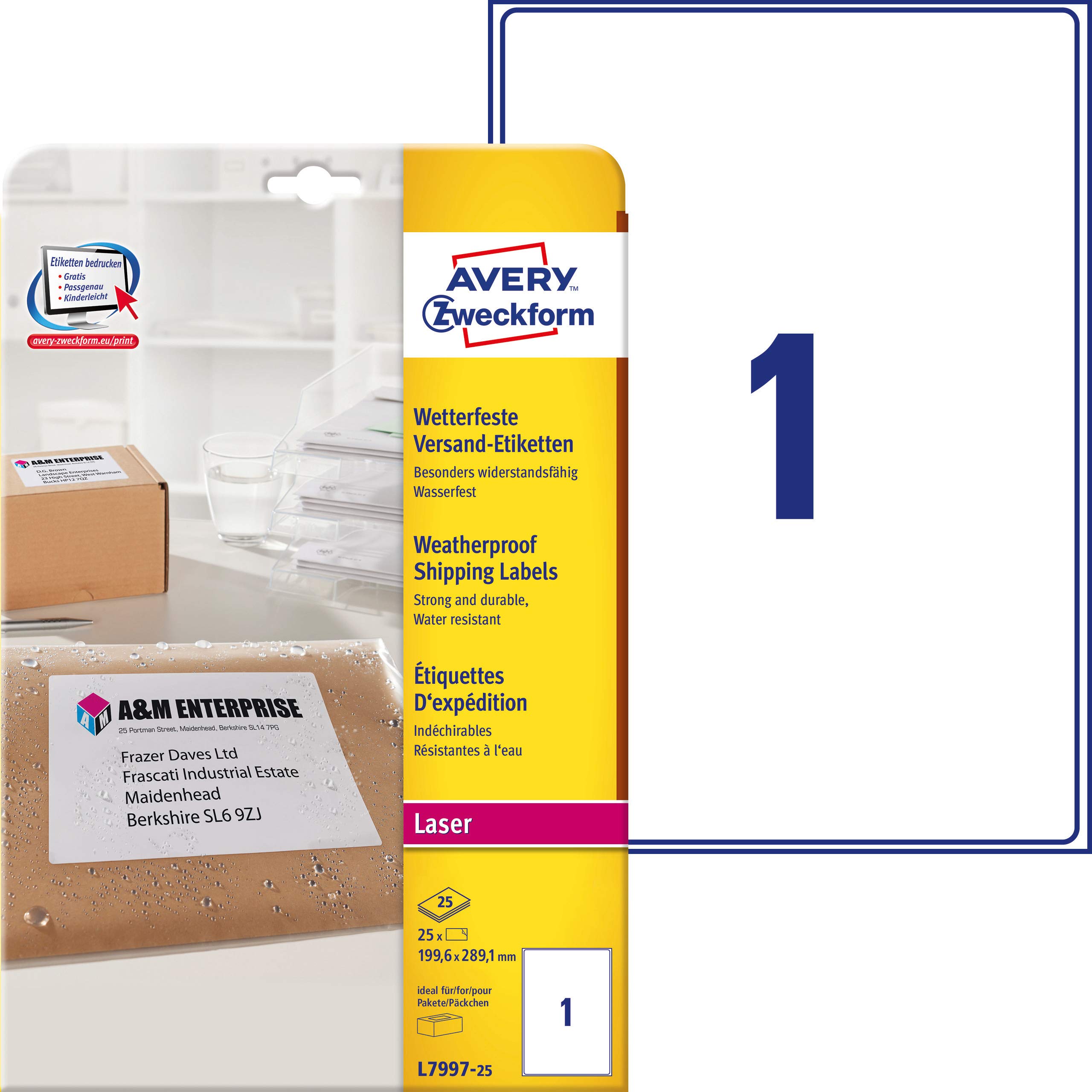 Avery Zweckform Address and Shipping Labels for Laser Printers white