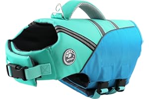 Mklhgty Dog Life Jacket for Swimming & Boating, Ripstop Safety Vest with Rescue Handle, High Buoyancy Preserver for Small Medium Large Dogs