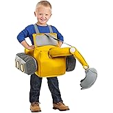 Toddler Ride in Excavator Costume, Yellow Heavy Equipment Operator Outfit