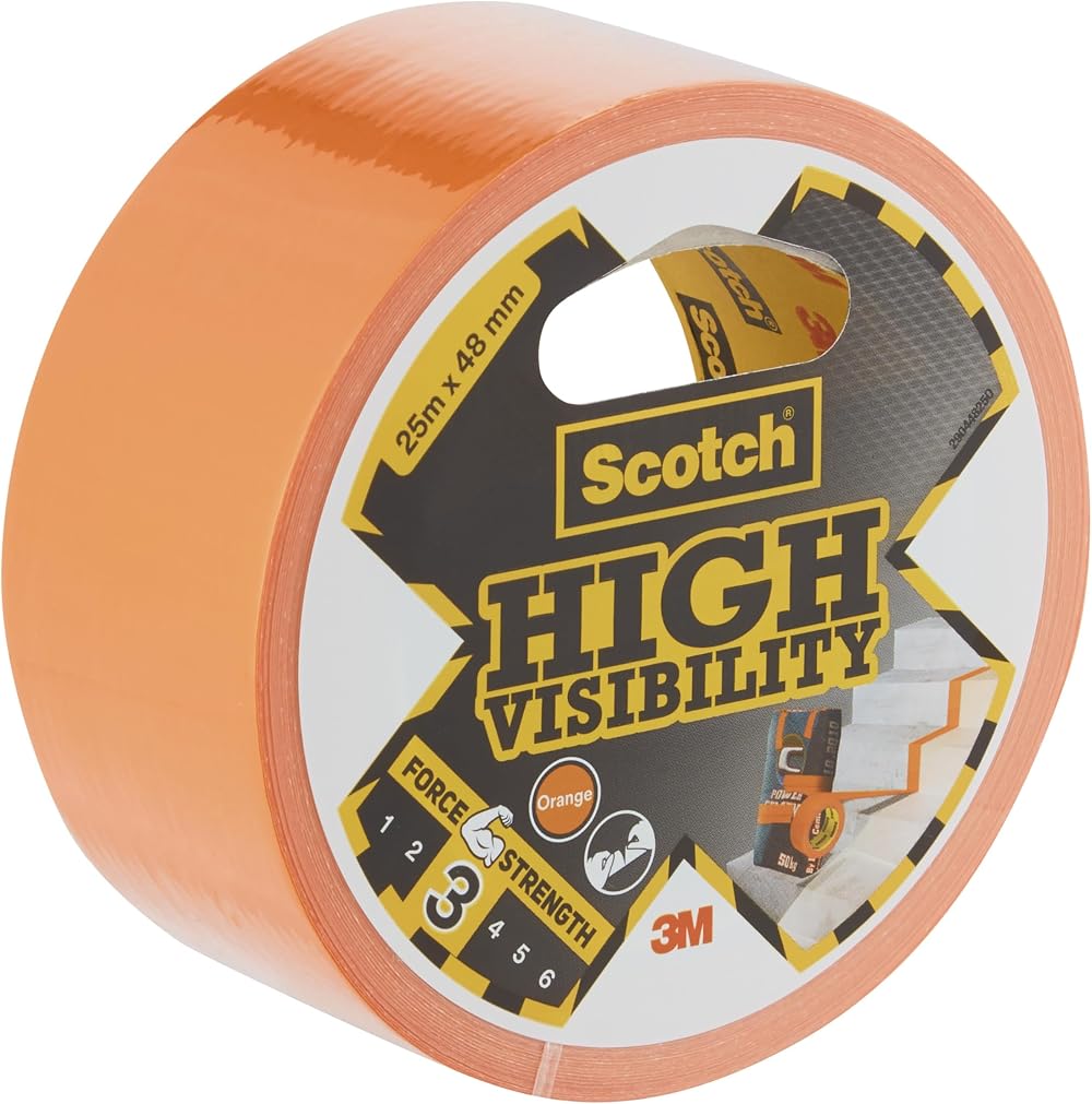 Scotch High Visibility Orange Duct Tape 25m x 48mm Writable Easy Tear