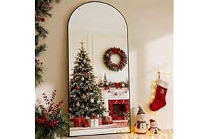 BEAUTYPEAK 65"x24" Full Length Mirror, Arch Full Body Floor Mirror, Wall Mirrors Hanging or Leaning Arched-Top with Stand for Bedroom, Dressing Room, Black