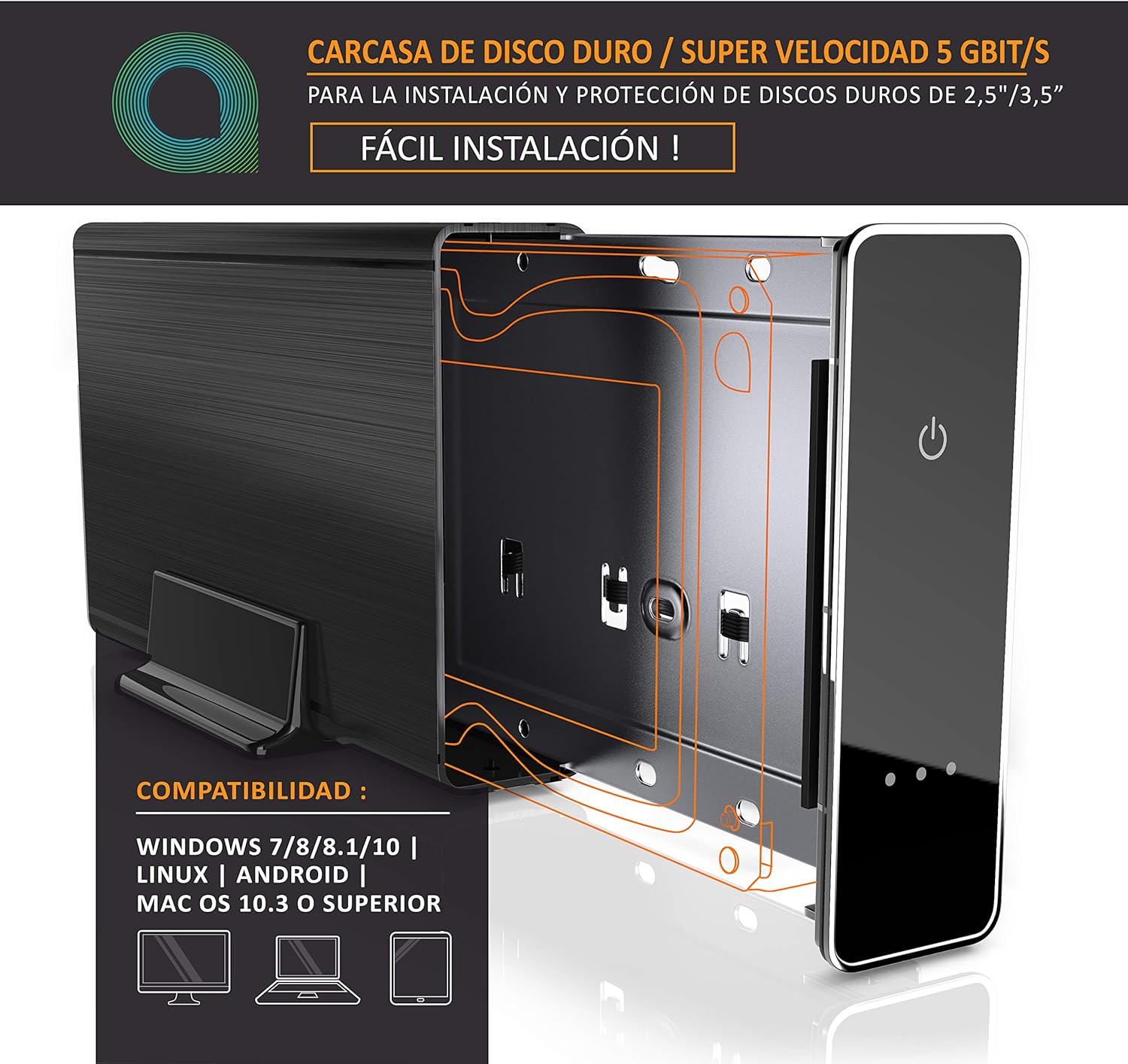 aplic - Carcasa para Discos Duros USB 3.0 de 3,5 Pulgadas Externa: Amazon.es: Electrónica