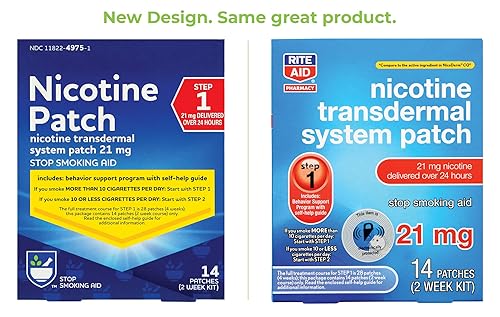 patch 21 mg et cigarette électronique Equate Nicotine Transdermal System Step 1 Clear Patches, 21 mg, 14 ct main image 1