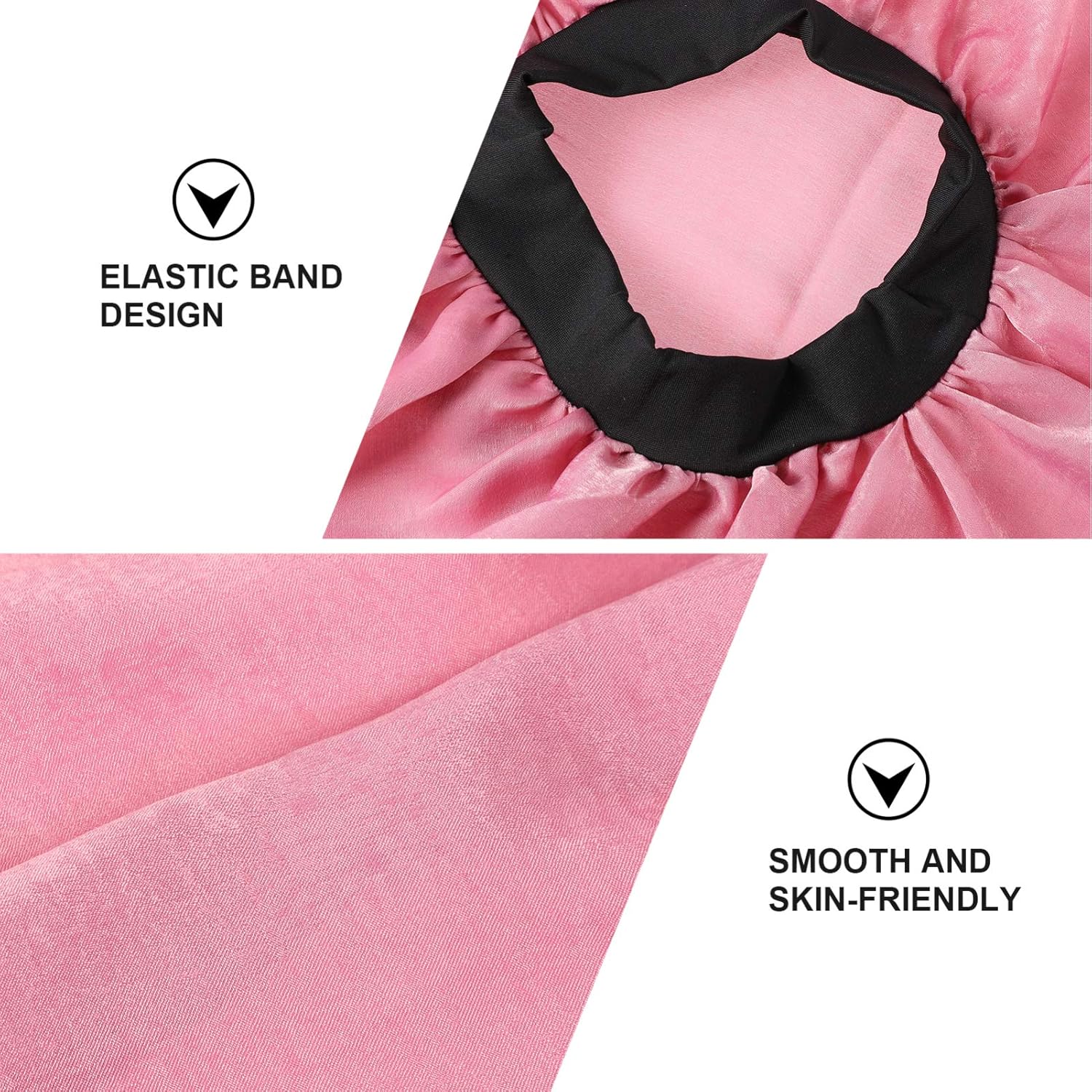 Satin Sleep Cap,Extra Long Bonnet Loose Hair Cap Silk Sleeping Cap Head Cover Soft Hair Turbans for Long Hair,Braids,2pcs(B) Pink - Image 5
