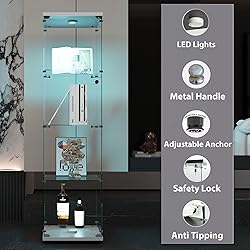 nifoti 4-Shelf LED Lights Glass Display