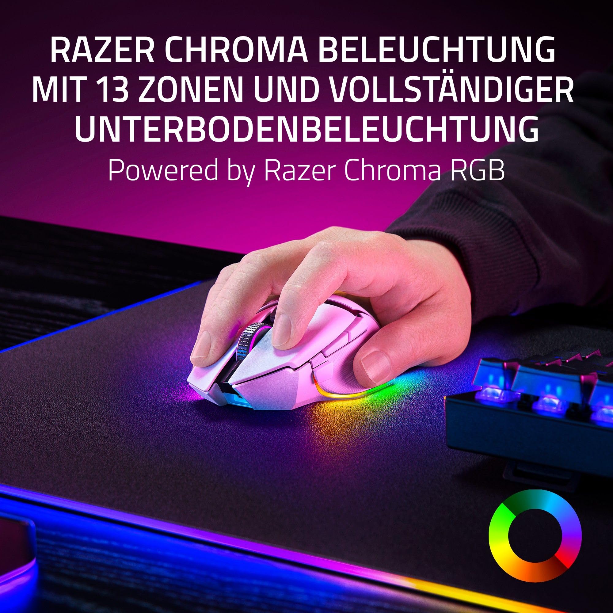 Razer Basilisk V3 Pro - Anpassbare kabellose Gaming-Maus HyperScroll Tilt Wheel - Focus Pro 30K Optischer Sensor - 13-Zonen Chroma-Beleuchtung - 10+1 Programmierbare Tasten - PC/Mac | Weiß 7