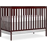 Dream On Me Synergy 5-in-1 Convertible Full-Size Baby Crib with Toddler, Day & Full Bed Conversion in Cherry, GreenGuard Gold & BSA, 3 Mattress Heights, Sustainable Pinewood
