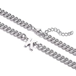DuoDiner Letter L Necklace for Men Boy Silver