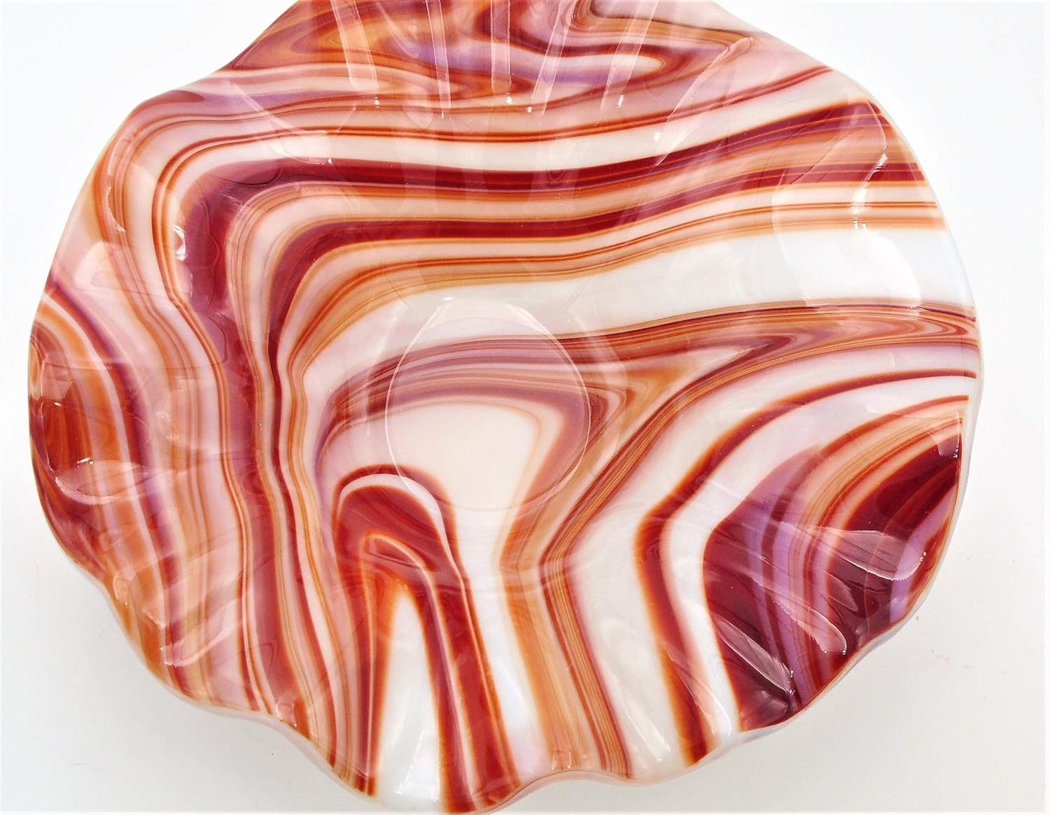 Decorative 11 inch Bowl of Dark Red and White