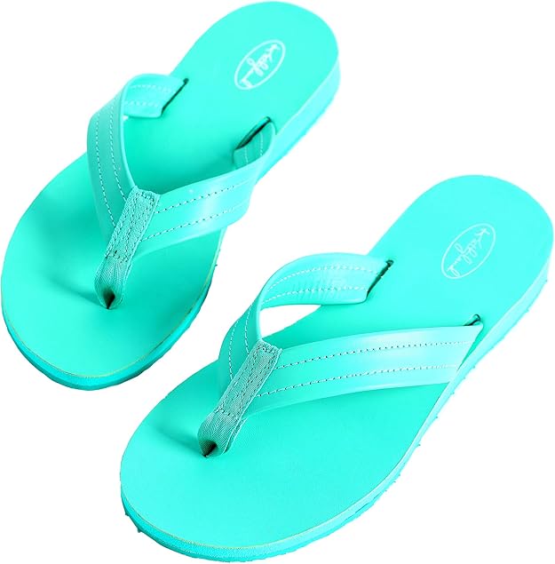 leather thin strap flip flops