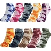 Manimepe 10 Pairs Women's Cotton Tie Dye Ankle Socks, 5-9