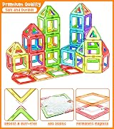 COOLJOYA Magnetic Tiles for Kids 50pcs STEM Building Blocks 3D 2D Creations view 6