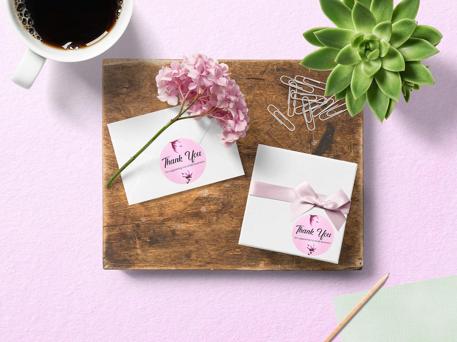 Thank You for Supporting My Small Business Stickers, Pink Thank You ...