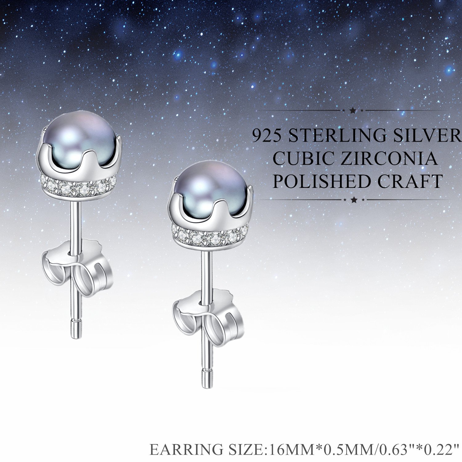 Ohrringe Damen, 5.5mm Perlen Ohrstecker, Berry elf Ohrstecker Silber 925 Set, 5A Zirkonia Damen Ohrstecker Silber Schmuck Damen (Perlenfarbe: Grau)